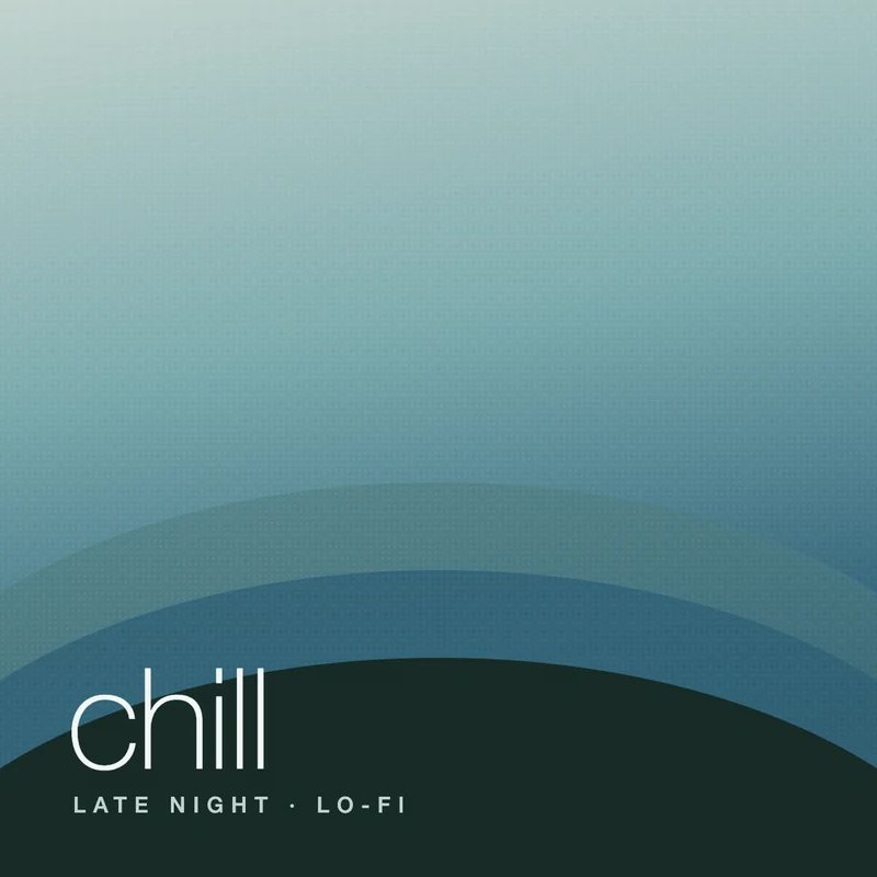 Chill playlist cover example in #172a26, #2b5c73, #6298a2, #7dabae, #c1d2cd