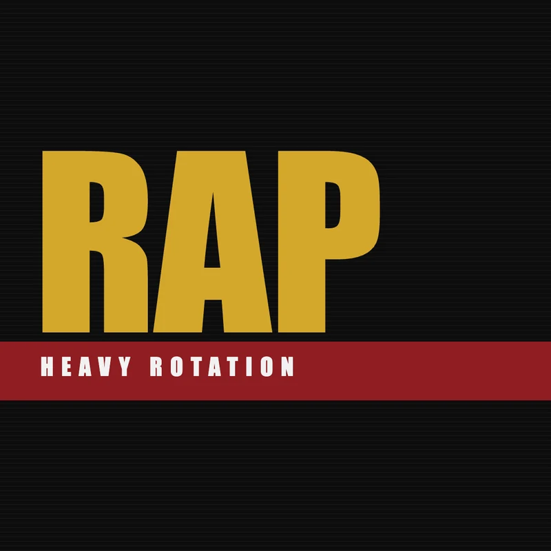 Rap playlist cover example in #0d0d0d, #6f6f6f, #8f1d21, #d4a72c, #f2f2f2