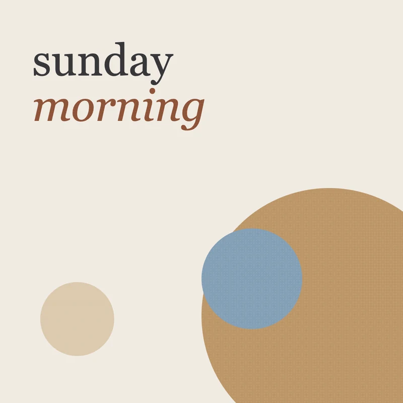 Sunday morning playlist cover example in #373639, #8d5338, #bd9668, #dbc9ad, #839fb6