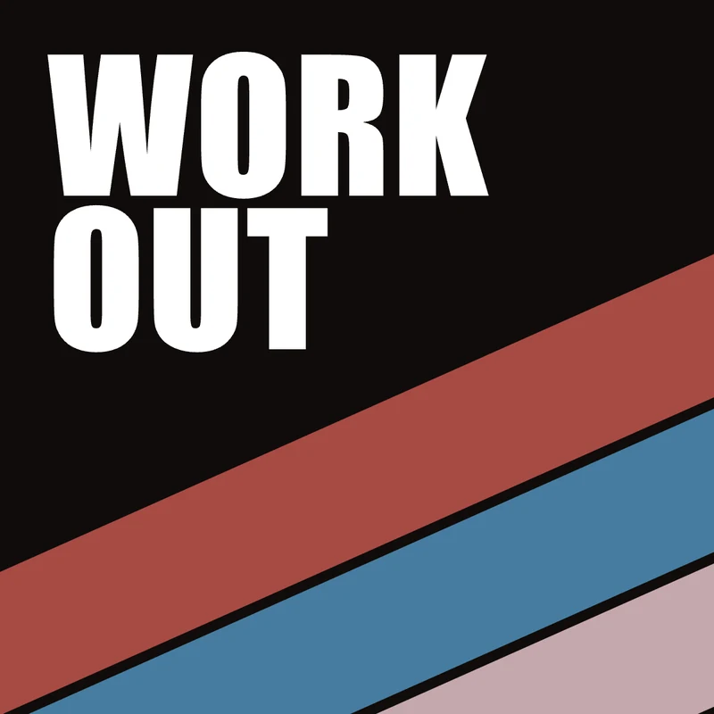 Workout playlist cover example in #100c0a, #467ca0, #76a1bd, #c4a8ad, #a74a44